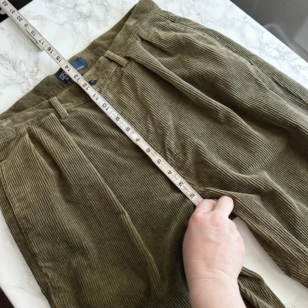 Vintage Polo Ralph Lauren Olive Green Corduroy Andrew Pant Mens Size 33 x 30